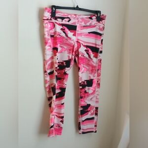 Under Armour Leggings Women 2XL Pink, Black & White Heat Gear Performance Casual